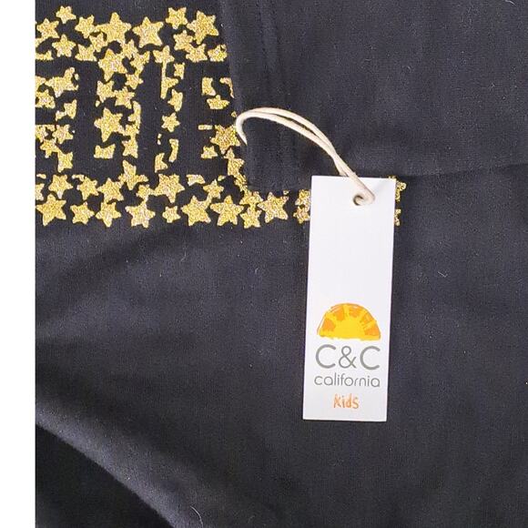 NWT C&C California Girls Black Gold Glitter Believe Sweatshirt Size S 6/6X - Picture 5 of 7